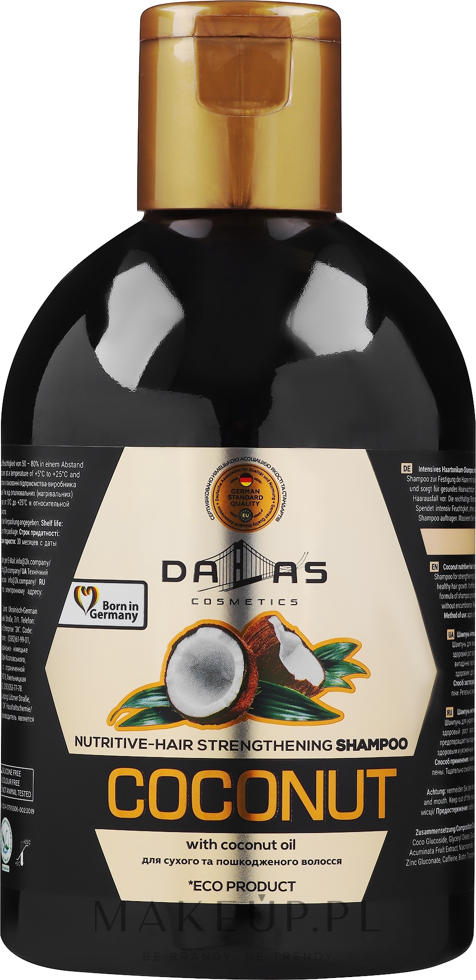 Intensywnie odżywczy szampon z naturalnym olejkiem kokosowym - Dalas Cosmetics Coconut — Zdjęcie 1000 ml