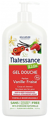 Organiczny żel pod prysznic - Natessance Kids Vanilla Strawberry Shower Gel — Zdjęcie N1