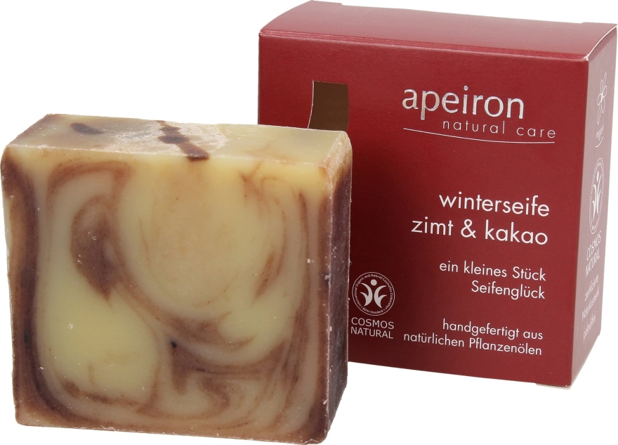 Naturalne mydło w kostce Cynamon i kakao - Apeiron Cinnamon & Cocoa Winter Soap — Zdjęcie N1