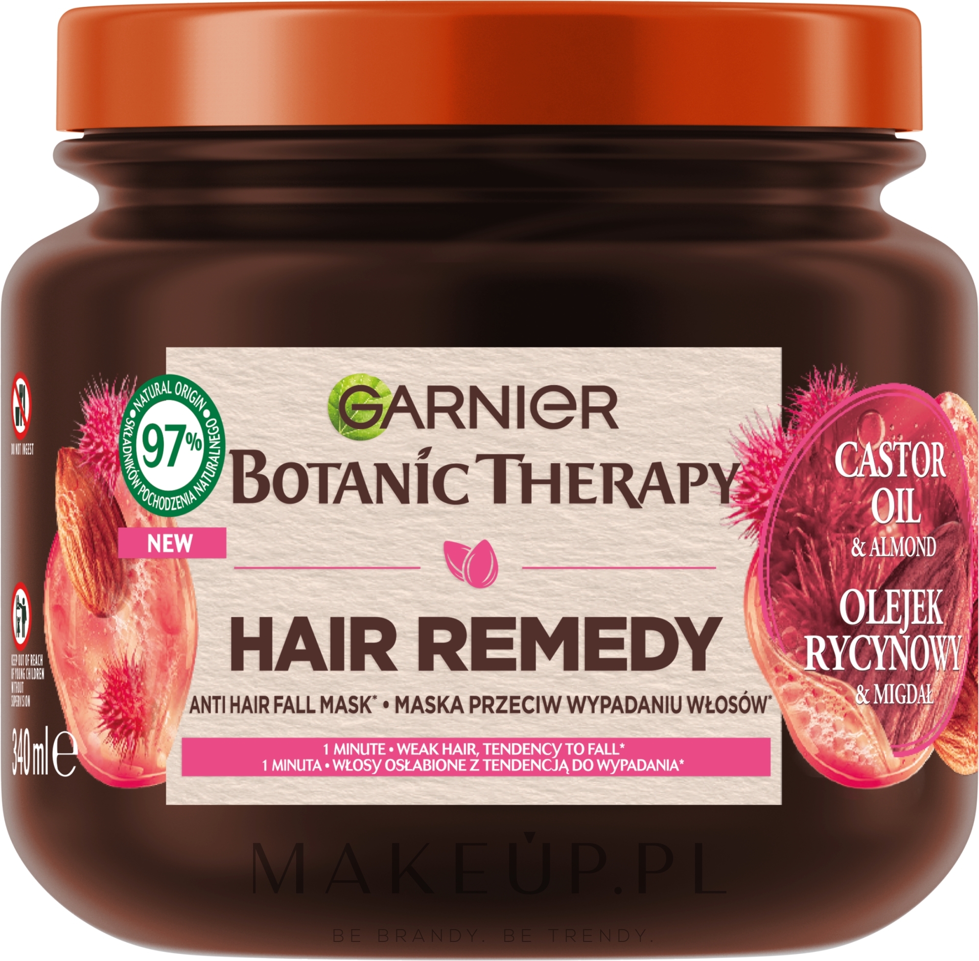 Maska przeciw wypadaniu włosów z olejem rycynowym i migdałami - Garnier Botanic Therapy Hair Remedy Anti Hair Fall Mask — Zdjęcie 340 ml