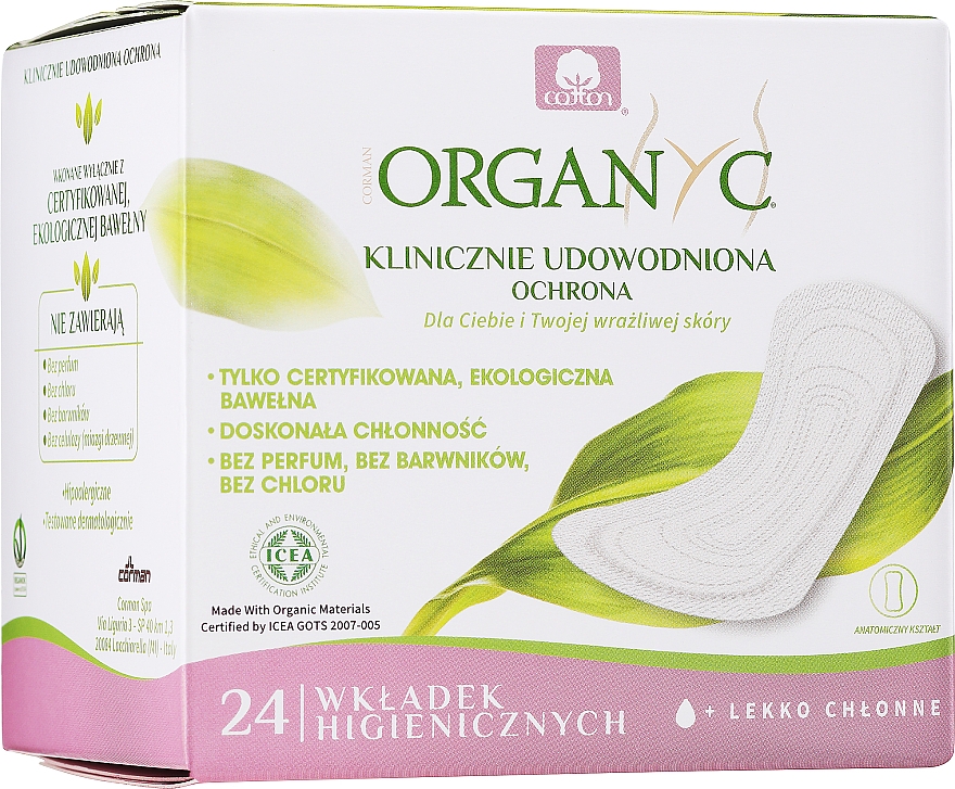 Wkładki higieniczne z certyfikowanej bawełny organicznej, 24 szt. - Corman Organyc Light Flow