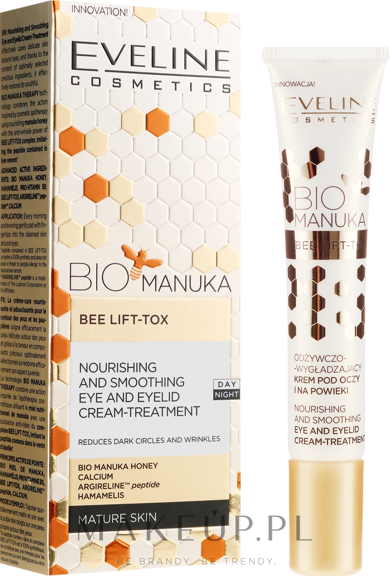 Odżywczo-wygładzający krem-kuracja pod oczy i na powieki - Eveline Cosmetics bioManuka Lift — Zdjęcie 20 ml