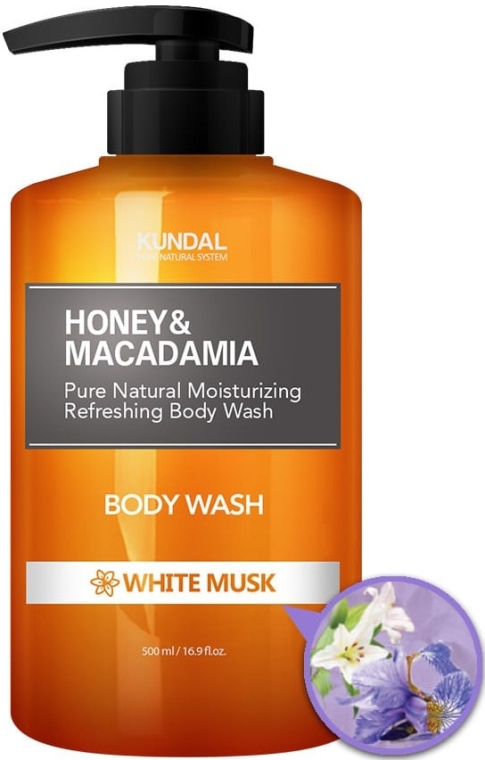Odświeżająco-nawilżający żel pod prysznic Białe piżmo - Kundal Honey & Macadamia Body Wash White Musk — Zdjęcie N1