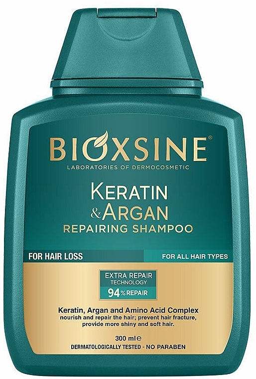Rewitalizujący szampon do włosów - Biota Bioxsine Keratin & Argan Repairing Shampoo — Zdjęcie N1