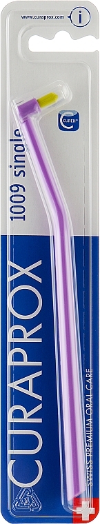 Jednopęczkowa szczoteczka do zębów Single CS 1009, fioletowa żółtym włosiem - Curaprox — Zdjęcie N1