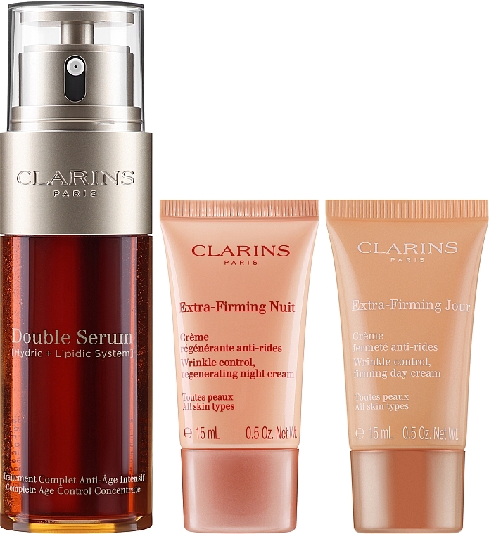 Zestaw - Clarins Double Serum & Extra-Firming Set (ser/50ml + cr/2x15ml) — Zdjęcie N2