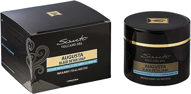 Czarne detoksykujące mydło oczyszczające do twarzy i ciała - Santo Volcano Spa Augusta Black Detox Soap  — Zdjęcie N1