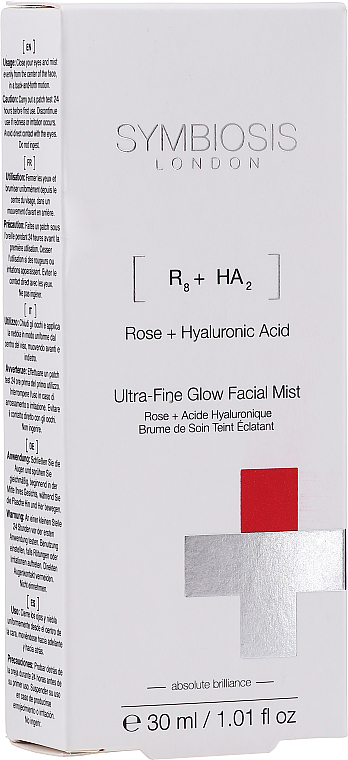 PRZECENA! Rozświetlająca mgiełka do twarzy Róża i kwas hialuronowy - Symbiosis London Rose + Hyaluronic Acid Ultra-Fine Glow Facial Mist * — Zdjęcie N2