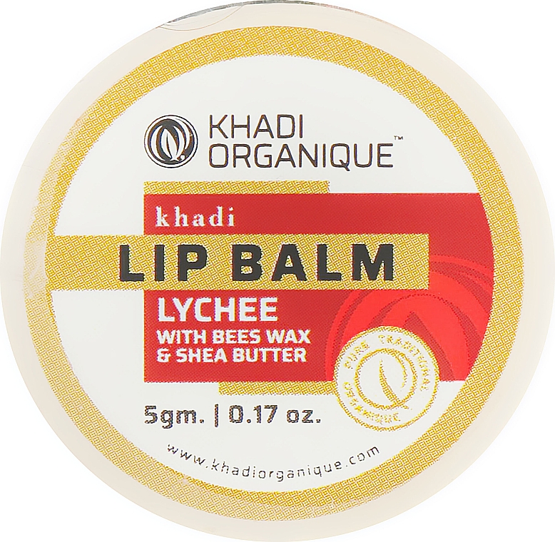 Naturalny ajurwedyjski balsam do ust Liczi z woskiem pszczelim i miodem - Khadi Organique Lychee Lip Balm