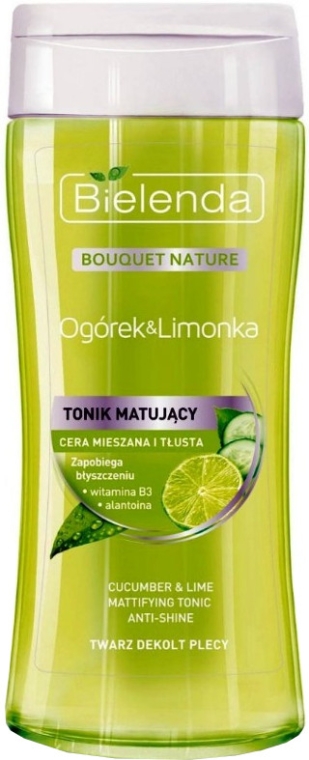 Tonik matujący do cery mieszanej i tłustej - Bielenda Bouquet Naturek Ogórek & limonka — Zdjęcie N1