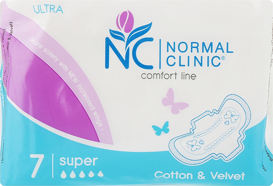 Podpaski Comfort Ultra Cotton & Velvet, 7 szt. - Normal Clinic — Zdjęcie N1