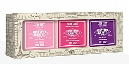 Zestaw - Institut Karite Shea Soap Trio Rose, Lavender and Cherry Blossom (soap/100g + soap/100g + soap/100g) — Zdjęcie N1