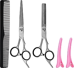 Kup Zestaw - Lewer (scissors/2pcs + hairclip/2pcs + hair comb + case)