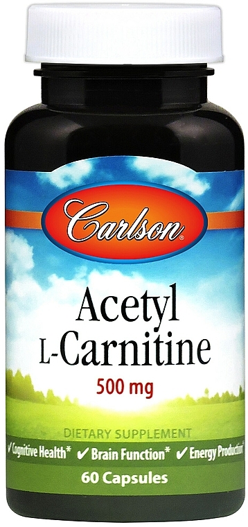 Acetylo L-karnityna, 500 mg - Carlson Labs Acetyl L-Carnitine — Zdjęcie N1