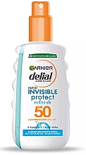 Spray do opalania - Garnier Delial Ambre Solaire Invisible Protect Refresh Spray SPF50 — Zdjęcie N1