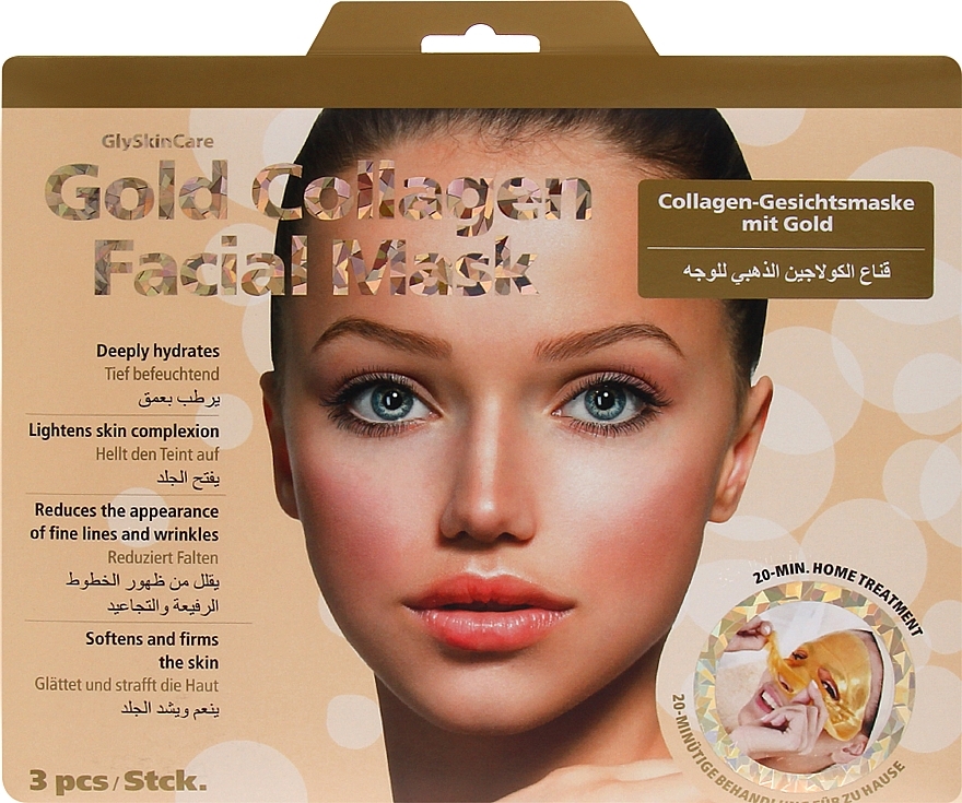 Kolagenowa maska do twarzy ze złotem - GlySkinCare Gold Collagen Facial Mask — Zdjęcie N2