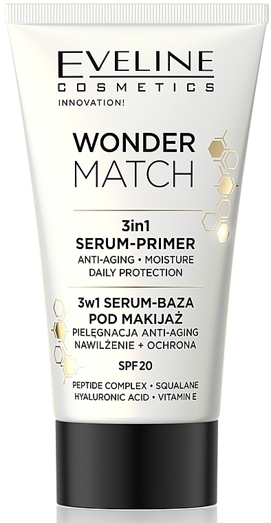 Serum-baza pod makijaż 3 w 1 - Eveline Cosmetics Wonder Match 3in1 Serum-Primer SPF20 — Zdjęcie N1