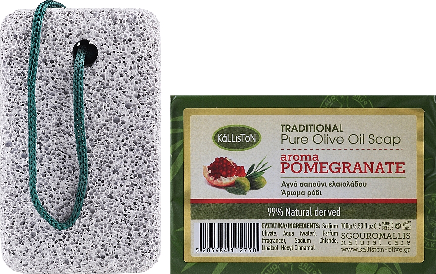Zestaw, mydło o zapachu granatu - Kalliston Set Soap + Pumice (soap/100g + stone/1pcs) — Zdjęcie N1