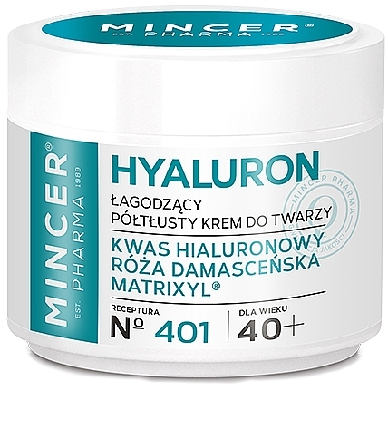 Łagodzący półtłusty krem do twarzy 40+ - Mincer Pharma Hyaluron Nº401