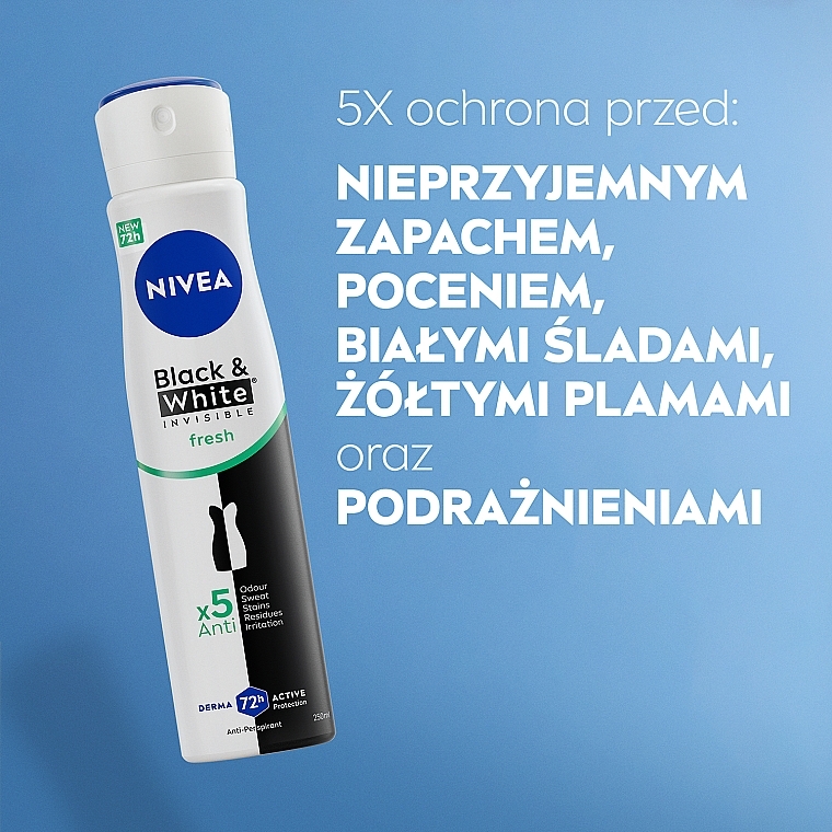 Antyperspirant w sprayu - NIVEA Black & White Invisible Fresh — Zdjęcie N5