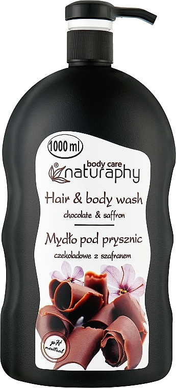 Mydło pod prysznic do włosów i ciała, Czekolada z szafranem - Naturaphy Hair & Body Wash — Zdjęcie N1