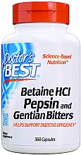 Betaina HCl z pepsyną w kapsułkach - Doctor's Best Betaine HCI Pepsin and Gentian Bitters — Zdjęcie N2