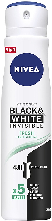 Antyperspirant w sprayu przeciw białym śladom i żółtym plamom - NIVEA Invisible For Black & White Fresh Antiperspirant — Zdjęcie N2