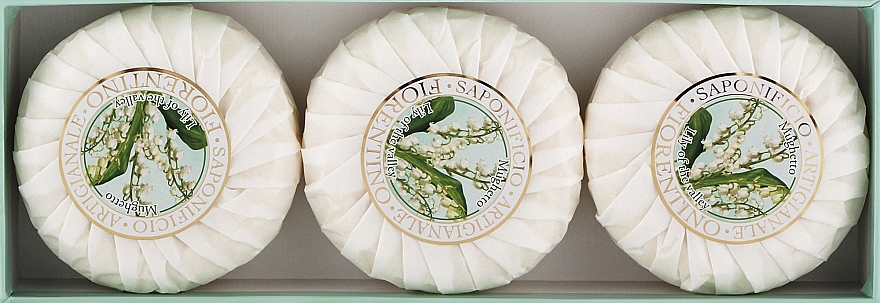 Zestaw naturalnych mydeł w kostce Konwalia - Saponificio Artigianale Fiorentino Lily of The Valley Soap (3 x soap 100 g) — Zdjęcie N2