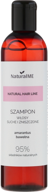 Łagodny szampon do włosów suchych i zniszczonych Amarantus i bawełna - NaturalME
