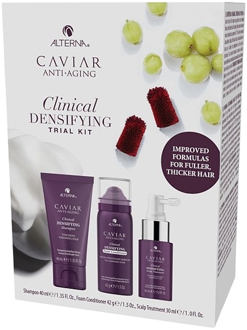 Zestaw - Alterna Caviar Anti-Aging Clinical Densifying Trial Kit (shm/40ml + cond/42g + treatment/30ml) — Zdjęcie N1