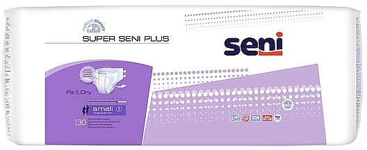 Pieluchy dla dorosłych Super Seni Plus, 55-80 cm - Seni Smal 1 Fit & Dry — Zdjęcie N3