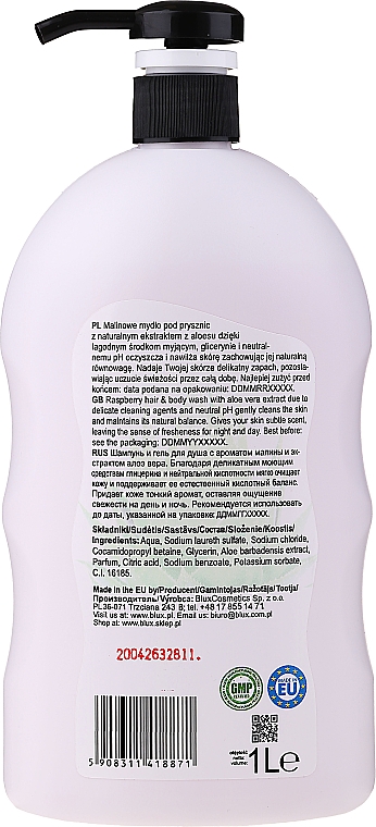 Mydło pod prysznic Malina i aloes - Naturaphy Raspberry & Aloe Vera Hair & Body Wash — Zdjęcie N2