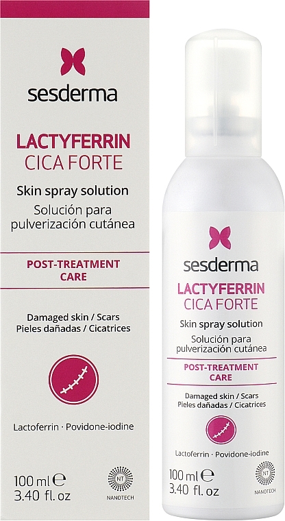 Spray do ciała - SesDerma Laboratories Lactyferrin CICA Skin Spray Solution Post-Treatment Care — Zdjęcie N2