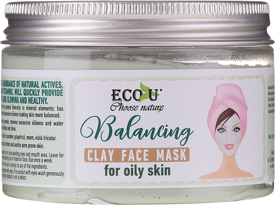 Balansująca glinkowa maska do twarzy do cery tłustej - Eco U Balancing Clay Face Mask For Oily Skin — Zdjęcie N2