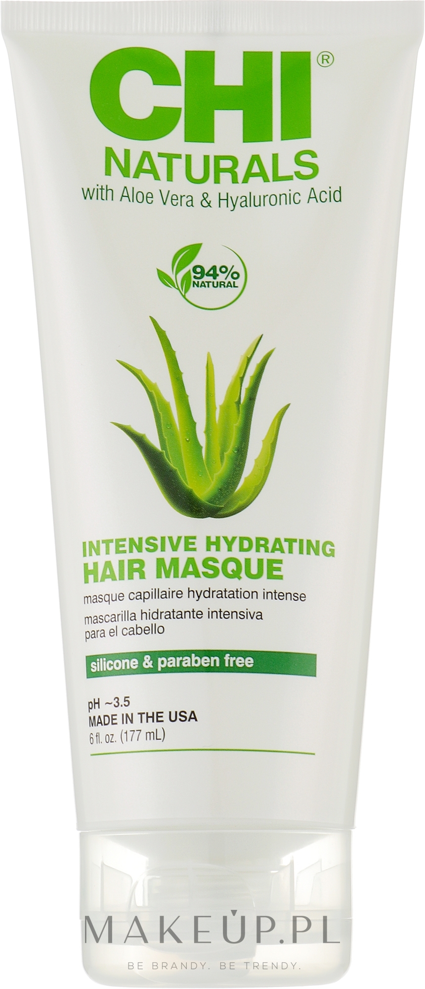 Intensywnie nawilżająca maska do włosów - CHI Naturals With Aloe Vera Intensive Hydrating Hair Masque — Zdjęcie 177 ml