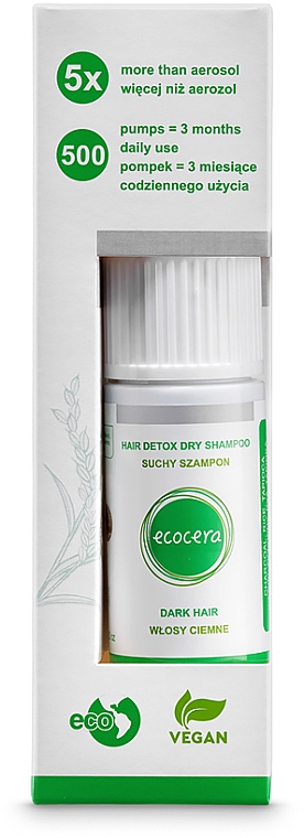 Suchy szampon do włosów ciemnych - Ecocera Hair Detox Dry Shampoo — Zdjęcie N2