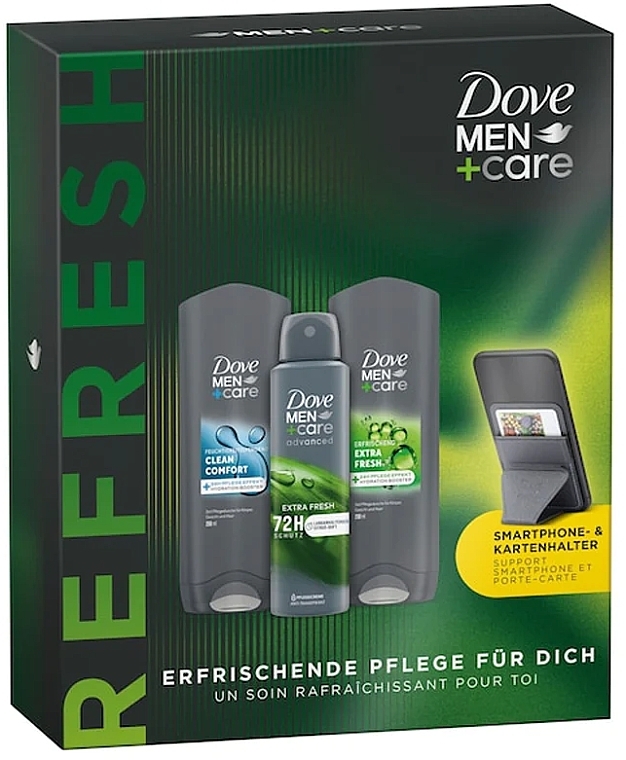Zestaw - Dove Men+Care Refresh Set (sh/gel/250ml + sh/gel/250ml + deo/spr/150ml + acces) — Zdjęcie N2
