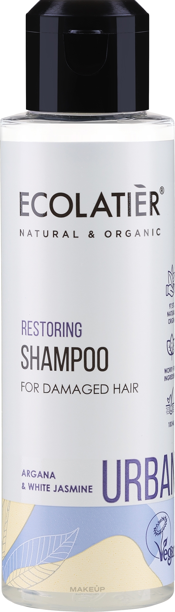 Regenerujący szampon do włosów zniszczonych Argan i biały jaśmin - Ecolatier Urban Restoring Shampoo — Zdjęcie 100 ml