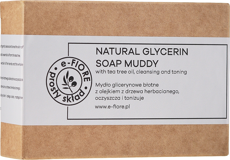 Naturalne glicerynowe mydło w kostce Błoto z Morza Martwego i olejek z drzewa herbacianego - E-Fiore — Zdjęcie N3