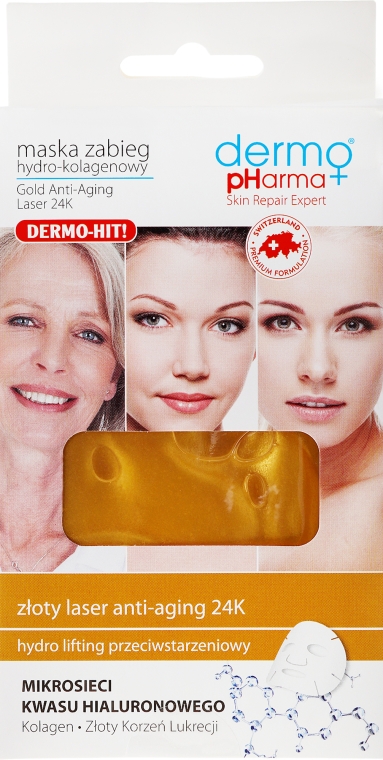 Maska-zabieg hydrokolagenowy Złoty laser anti-aging 24K - Dermo Pharma Gold Anti-Aging — Zdjęcie N1