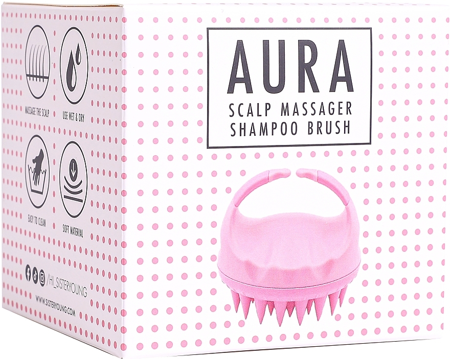 Szczotka do masażu skóry głowy, różowa - Sister Young Aura Scalp Massager Shampoo Brush — Zdjęcie N4