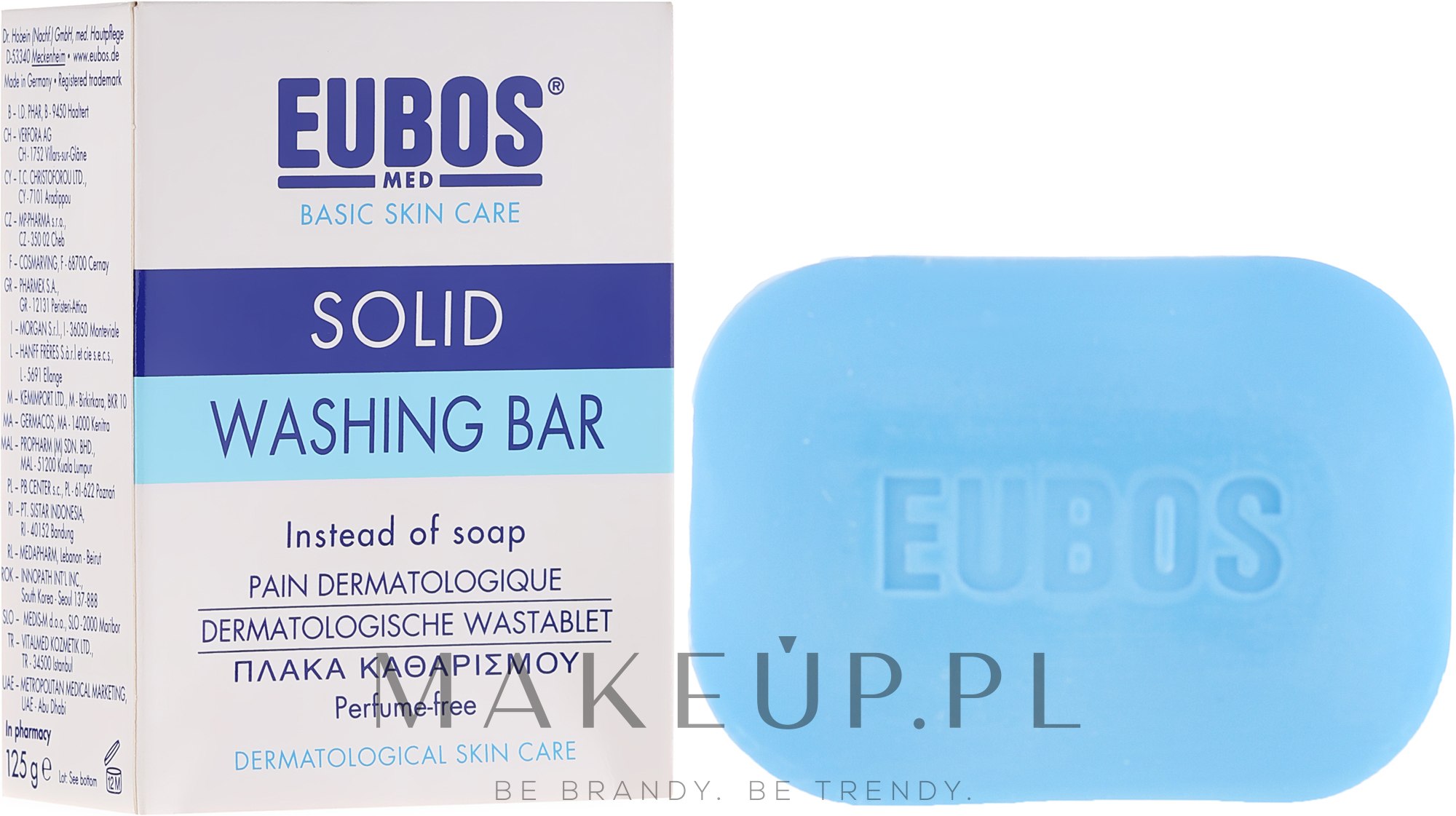 Bezalkaiczna kostka bezzapachowa do mycia - Eubos Med Basic Skin Care Solid Washing Bar — Zdjęcie 125 g