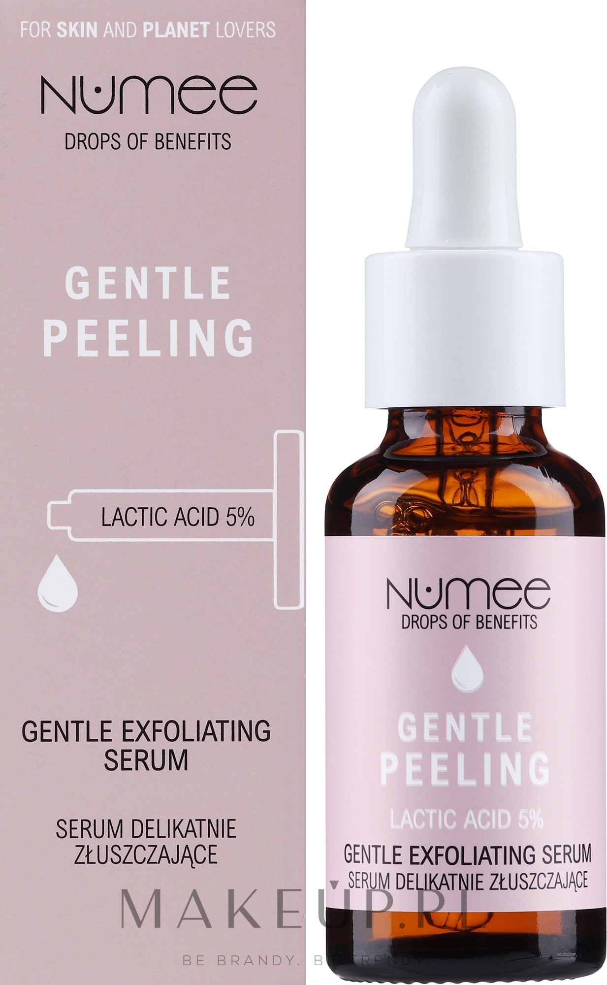 Delikatnie złuszczające serum do twarzy - Numee Drops Of Benefits Entle Peeling Lactic Acid Gentle Exfoliating Serum — Zdjęcie 30 ml
