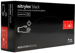 Kup Rękawice winylowe bezpudrowe czarne, rozmiar L - Mercator Medical Nitrylex Basic