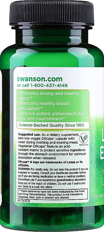 Kapsułki dla zdrowych żył nóg - Swanson Leg Vein Essentials Delayed-Release — Zdjęcie N2