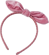 Welurowa opaska na głowę z kokardką, różowa - Lolita Accessories — Zdjęcie N1