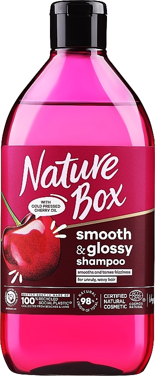 Wygładzający szampon do włosów niesfornych i falowanych - Nature Box Cherry Oil Smoothness Shampoo — Zdjęcie N1