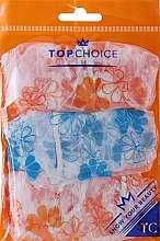 Czepek kąpielowy, 30659, 3 sztuki, dwa pomarańczowe + niebieski w kwiaty - Top Choice — Zdjęcie N1