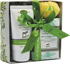 Zestaw - Kalliston Donkey Milk Gift Box (cr/50ml + soap/100g +sponge/1pc) — Zdjęcie N1