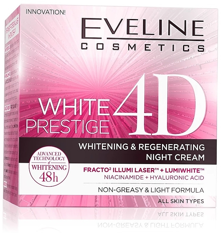 Krem do twarzy na noc - Eveline Cosmetics White Prestige 4D Whitening & Regenetating Night Cream — Zdjęcie N1